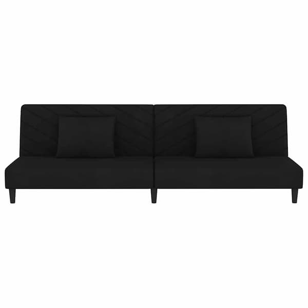 Bäddsoffa 2-sits med två kuddar svart sammet