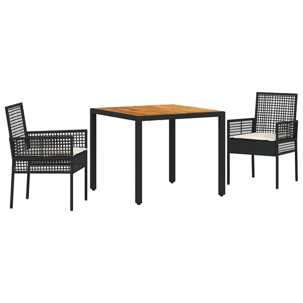 Trädgårdsmöbelset 3 pcs Svart konstrotting