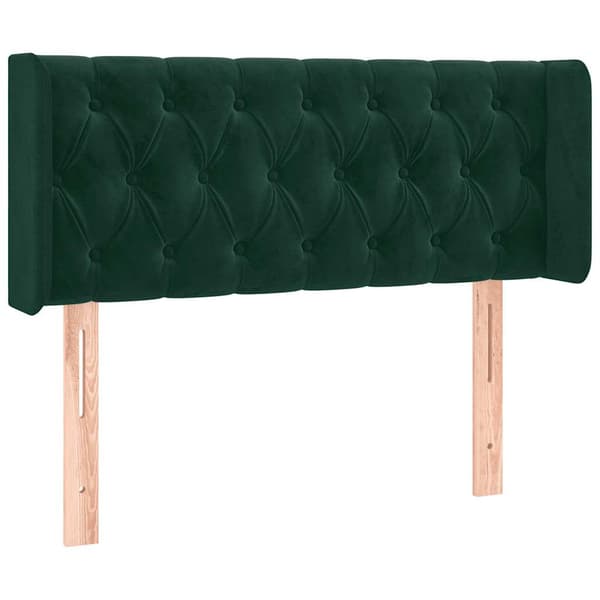 Sänggavel LED mörkgrön 93x16x78/88 cm sammet