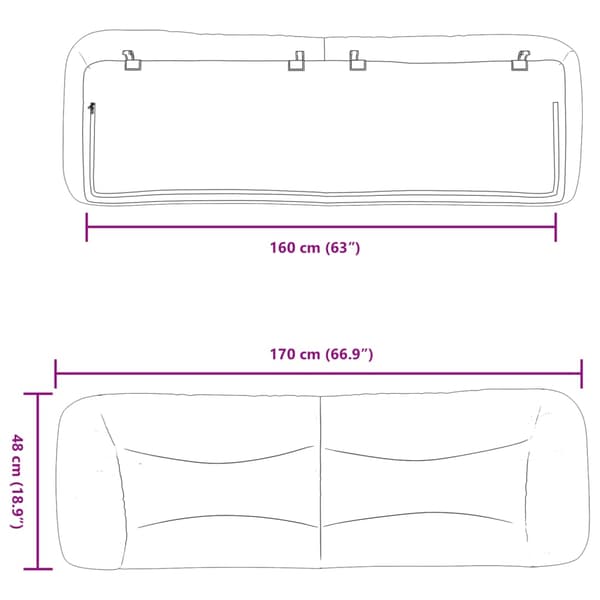 Headboard Cushion "Hvar" Cream 160 cm Fabric