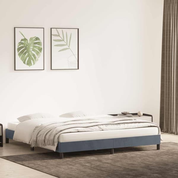 Sängram utan madrass mörkgrå 200x220 cm sammet