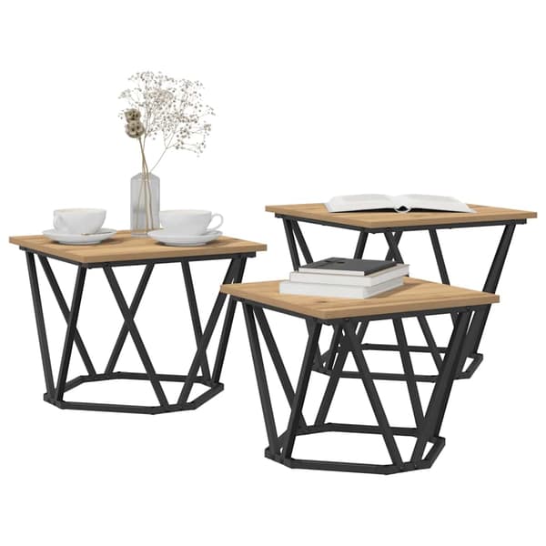 Kaffeebord 3 pcs Artisan Ek 50 x 50 x 40 cm