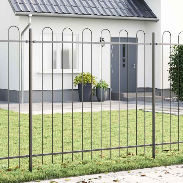Trädgårdsstängsel 2 pcs Grå 3,4 x 1,5 m Pulverlackerad stål