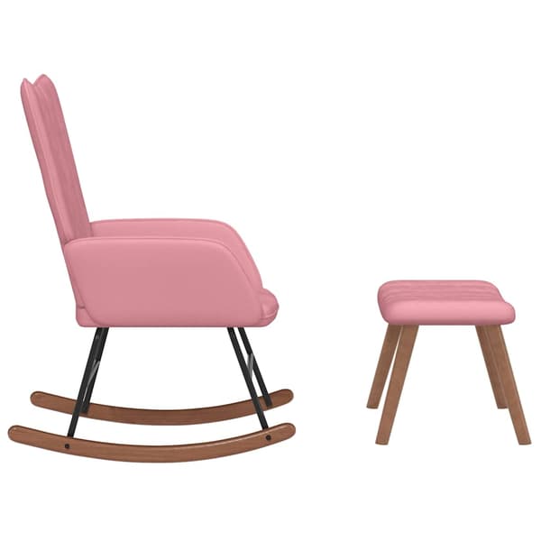Gungstol med fotpall Rosa sammet