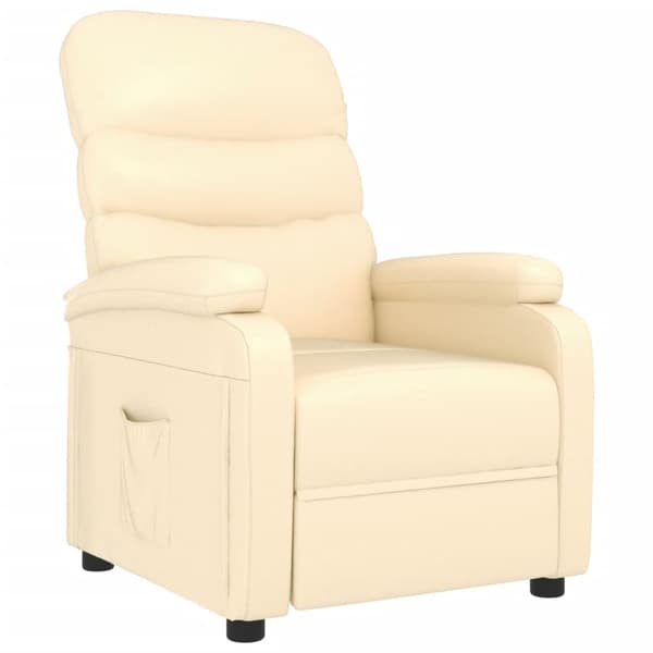 Reclinerfåtölj gräddvit konstläder
