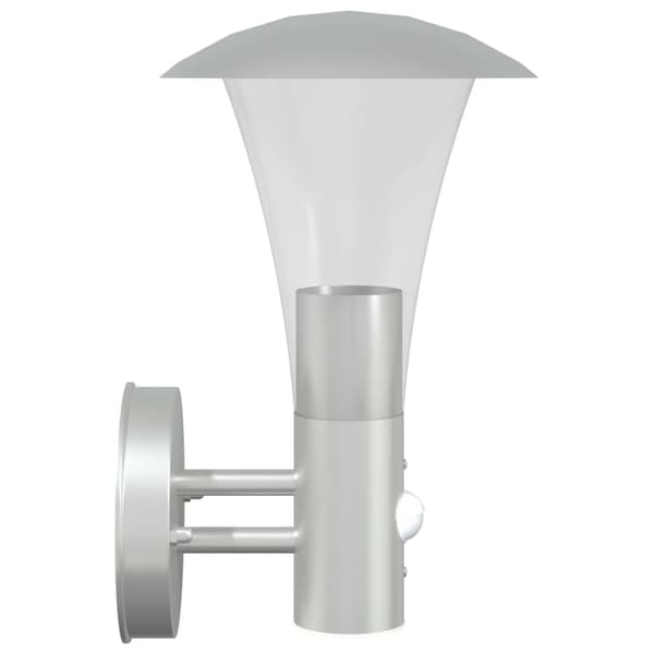 Utomhusvägglampa med sensor silver rostfritt stål
