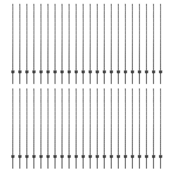 Stängselstolpe 44 pcs Grå 200 cm Stål