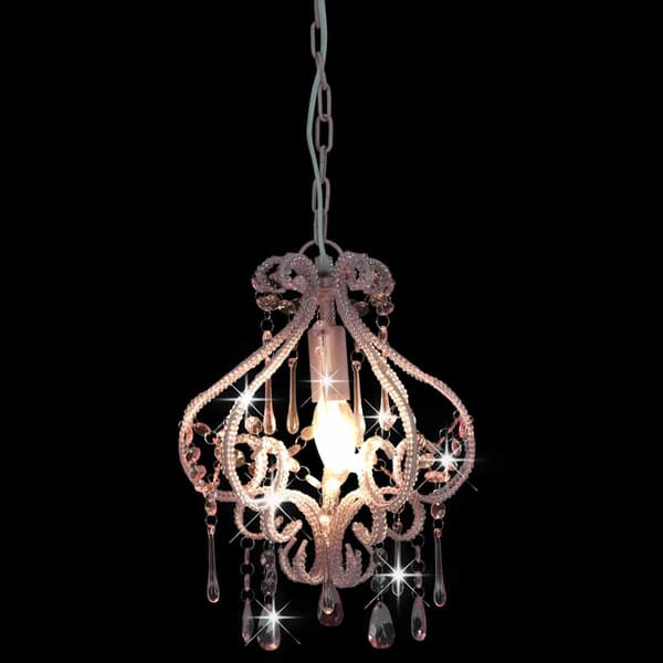 Taklampa med pärlor silver rund E14