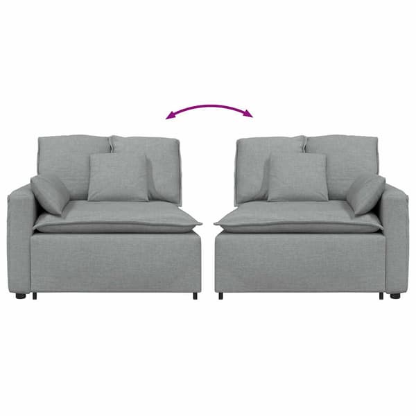 Modulär soffa armstödsändmodul med dynor ljusgrå 100 cm