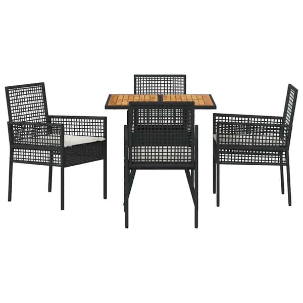 Trädgårdsmöbelset 5 pcs Svart konstrotting