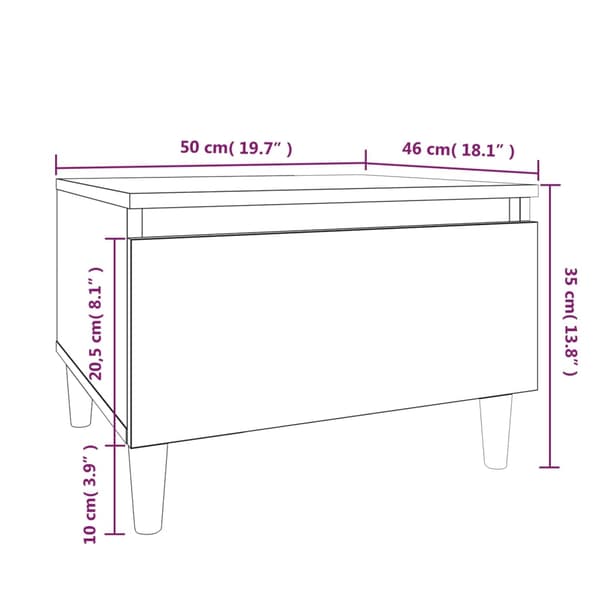 Sidobord vit högglans 50x46x35 cm konstruerat trä