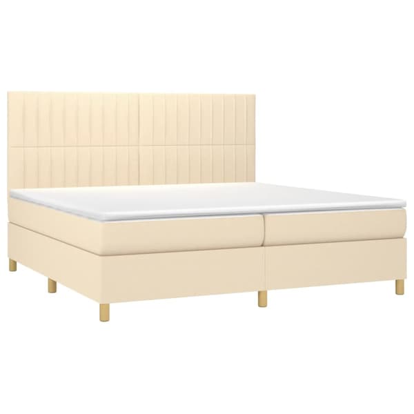Ramsäng med madrass gräddvit 200x200 cm tyg