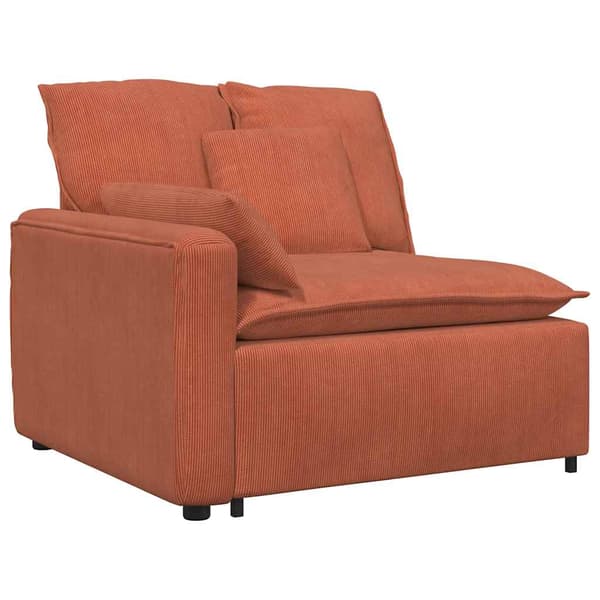 Modulär soffa armstödsändmodul med dynor röd orange 100 cm