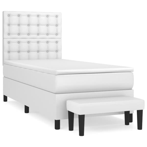 Ramsäng med madrass vit 90x200 cm konstläder