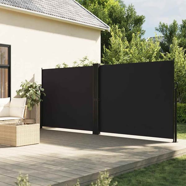Infällbar sidomarkis 180x600 cm svart