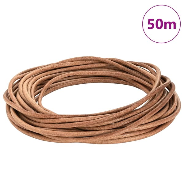 Läder Snöre Brun Ø5 mm x 50 m Skinn