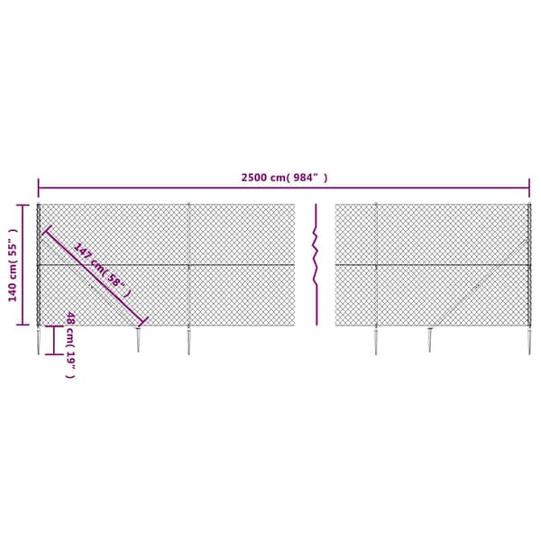 Gunnebostängsel med markspett antracit 1,4x25 m
