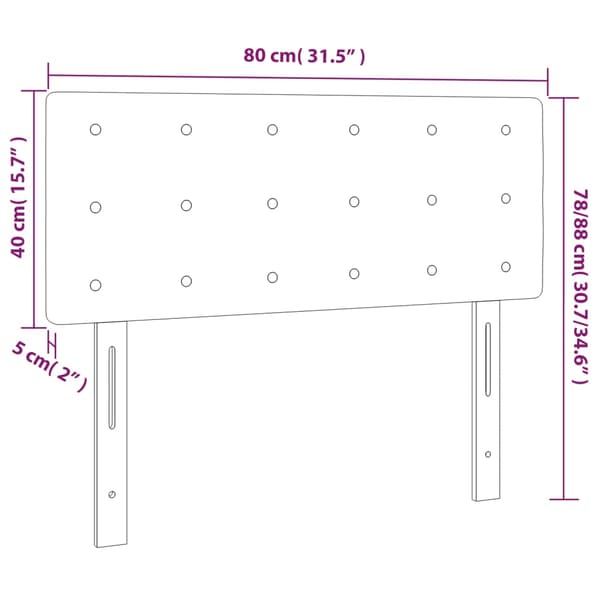 Sänggavel LED mörkgrå 80x5x78/88 cm tyg