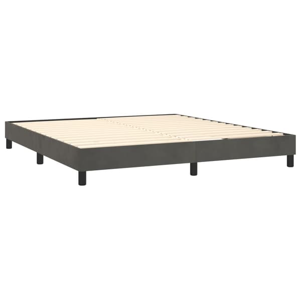 Ramsäng med madrass mörkgrå 160x200 cm sammet