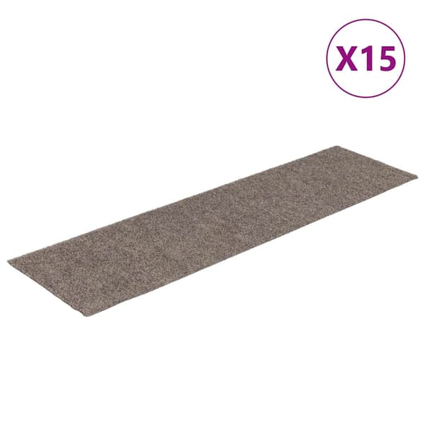 Trappmattor självhäftande 15 st 76x20 cm beige rektangulära