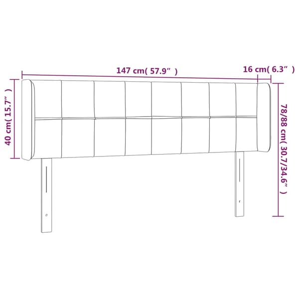 Sänggavel LED svart 147x16x78/88 cm sammet