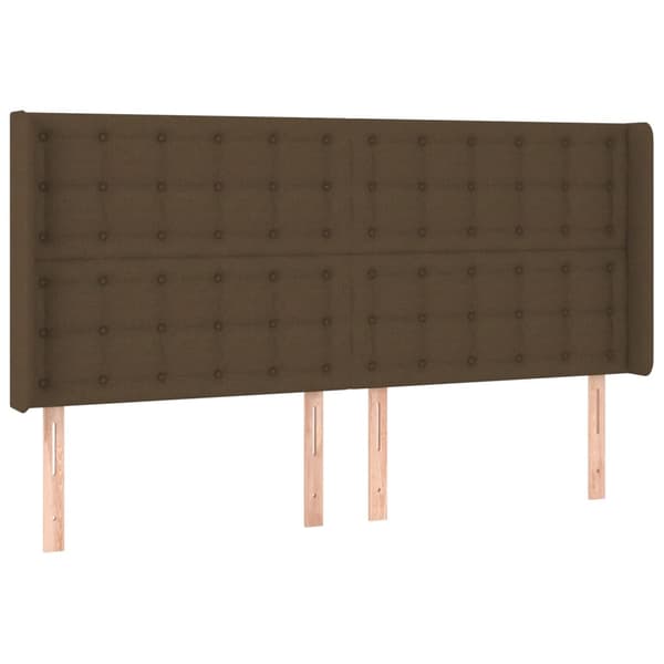 Sänggavel LED mörkbrun 183x16x118/128 cm tyg