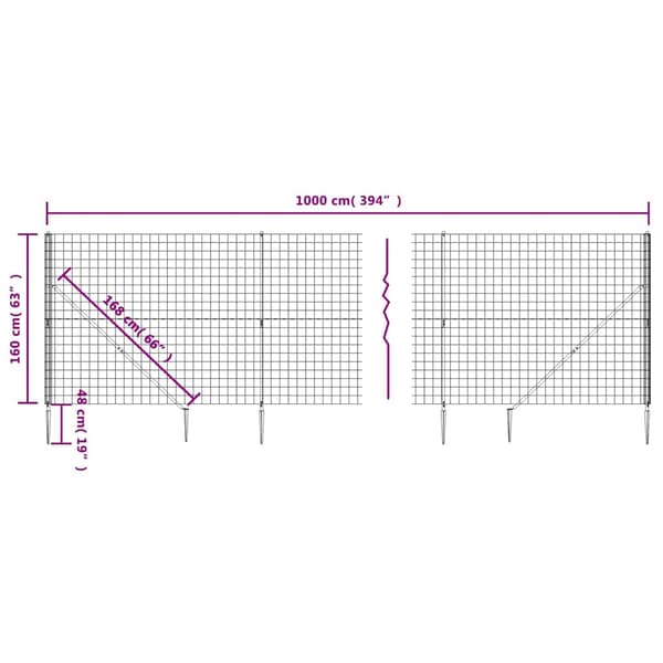 Stängsel med markspett antracit 1,6x10 m
