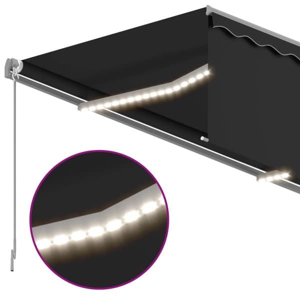 Manuell markis med rullgardin och LED 4x3m antracit