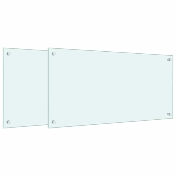 Stänkskydd 2 st vit 80x40 cm härdat glas