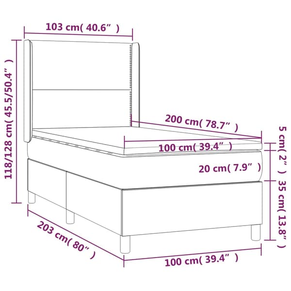 Ramsäng med madrass rosa & LED 100x200 cm sammet