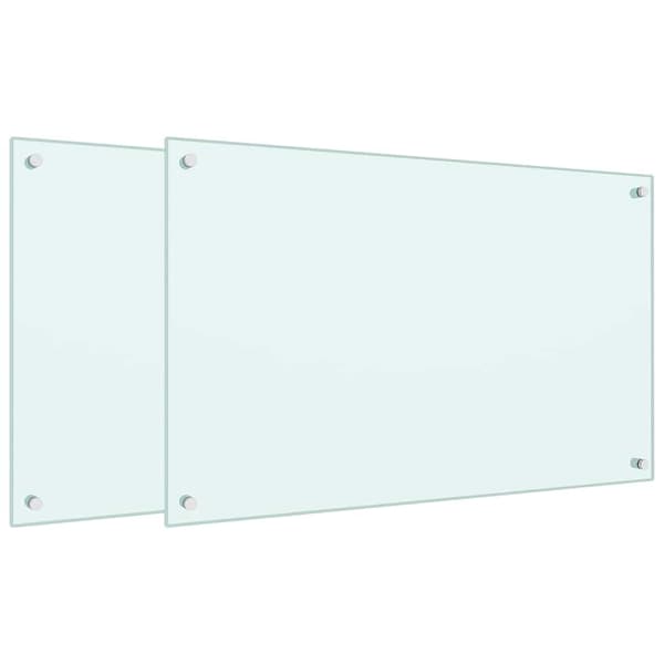 Stänkskydd 2 st vit 80x50 cm härdat glas