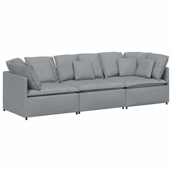 Modulsoffa med dynor i tyg ljusgrå