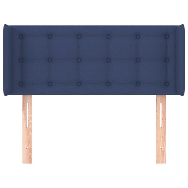 Sänggavel med kanter blå 83x16x78/88 cm tyg