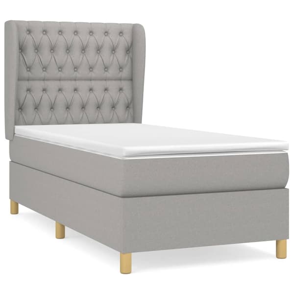 Ramsäng med madrass ljusgrå 100x200 cm tyg