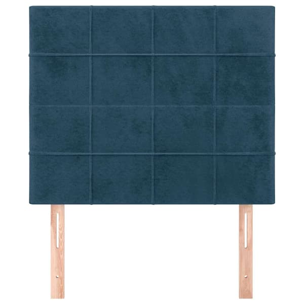 Sänggavel mörkblå 90x5x118/128 cm sammet