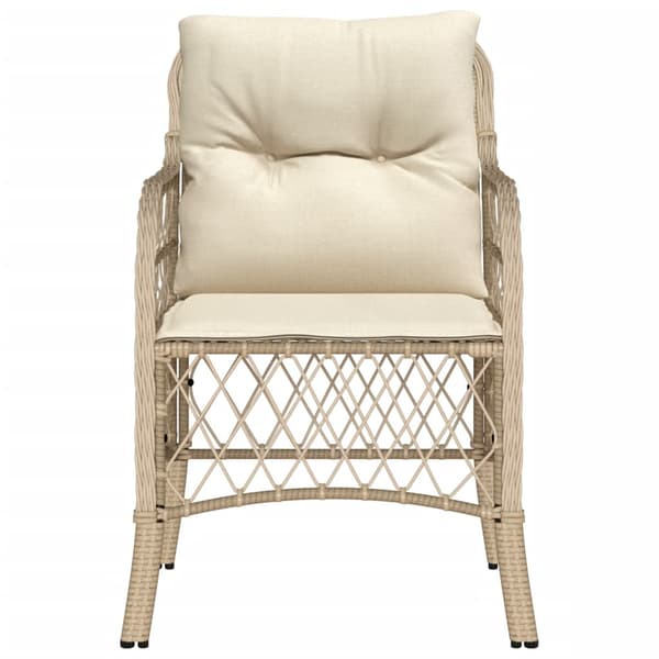 Trädgårdsstolar med dynor 2 st beige konstrotting