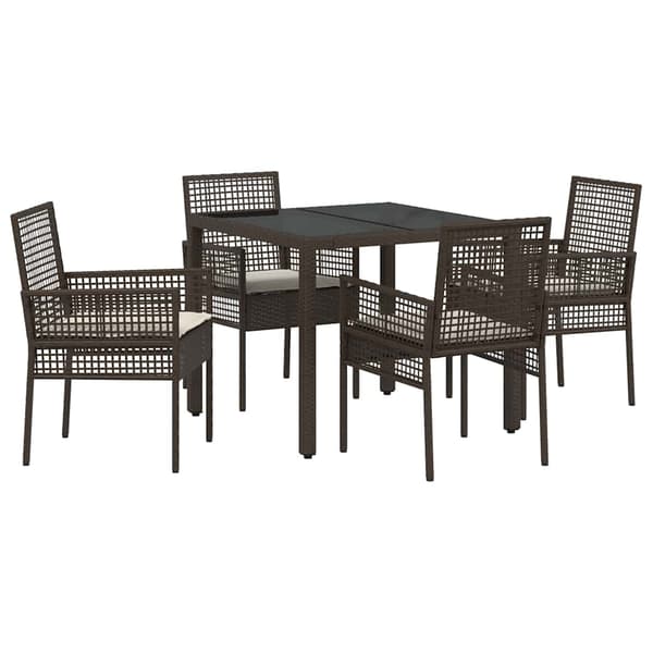 Trädgårdsmöbelset 5 pcs Brun konstrotting