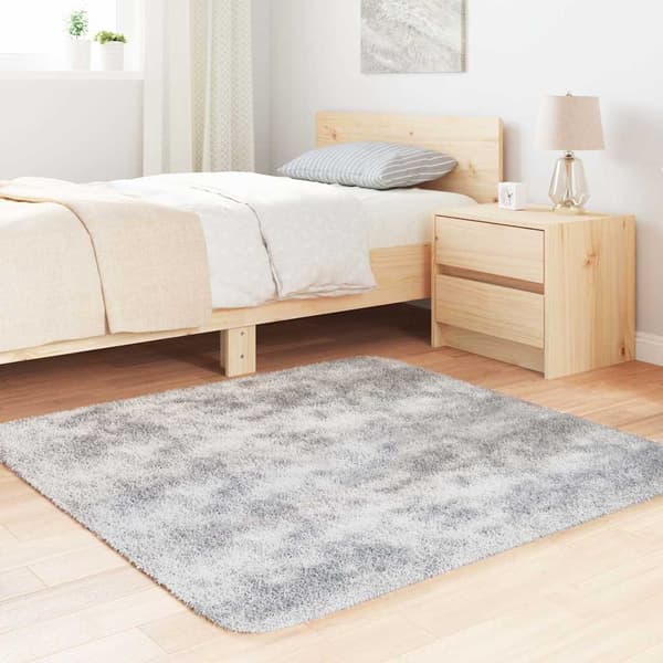 Ryamatta med lång lugg NAVARRA silvergrå 120x120 cm polyester