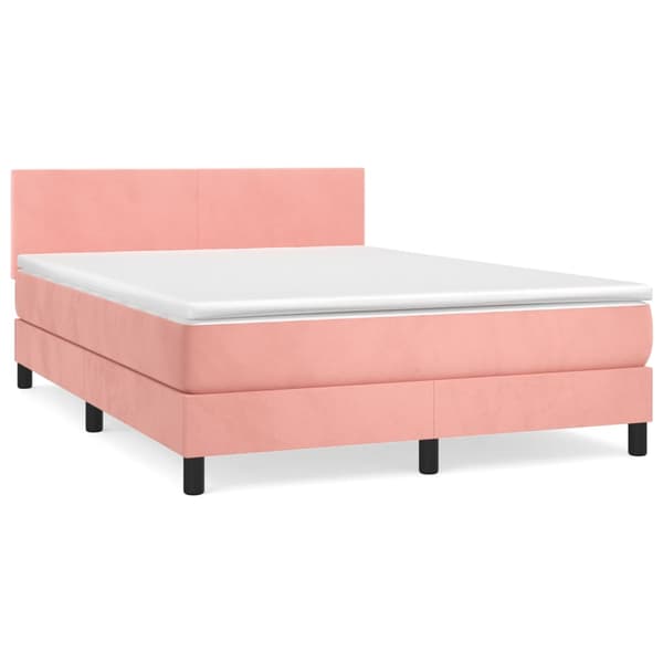 Ramsäng med madrass rosa 140x200 cm sammet