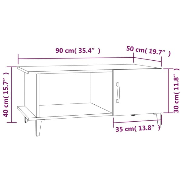Soffbord vit 90x50x40 cm konstruerat trä