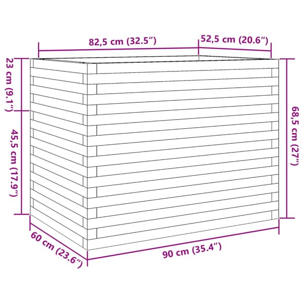 Odlingslåda vit 90x60x68,5 cm massiv furu