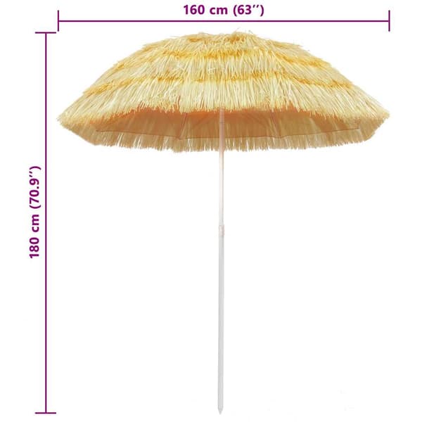 Strandparasoll naturlig 180 cm Hawaii-stil