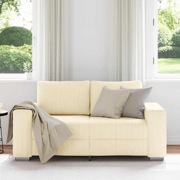 Loveseat soffa cremefärgad 160x77x82 cm manchestertyg