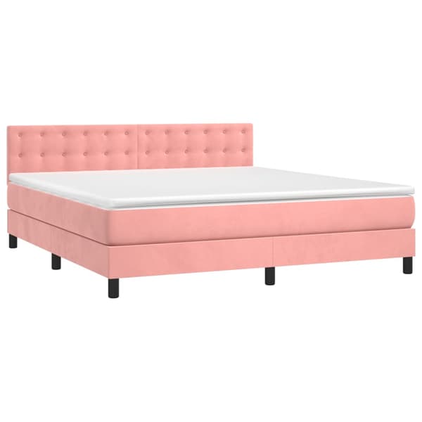 Ramsäng med madrass rosa 160x200 cm sammet