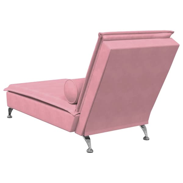Massageschäslong med bolster rosa sammet