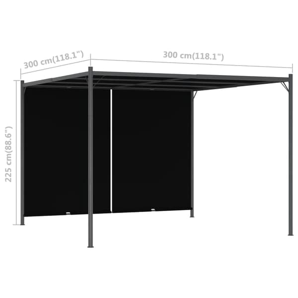 Pergola med infällbart tak 3x3 m antracit