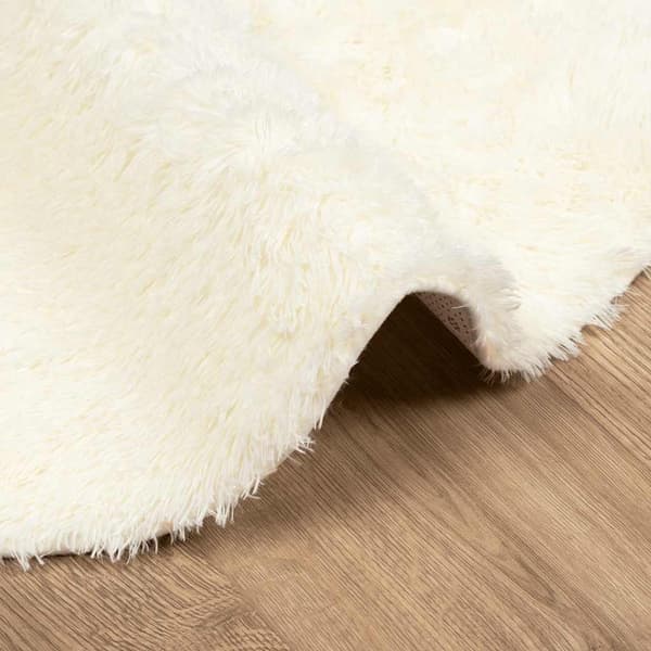 Ryamatta med lång lugg NAVARRA gräddvit 100x100 cm polyester