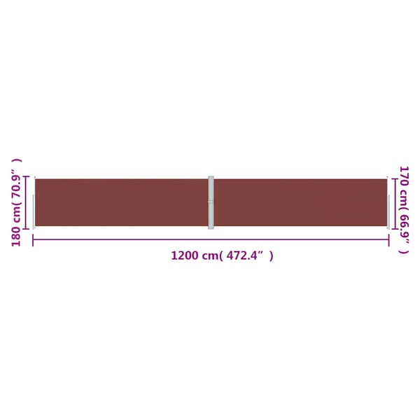 Infällbar sidomarkis brun 180x1200 cm