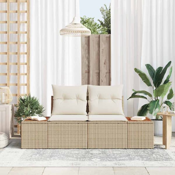 Trädgårdsoffa Beige 184 x 62 x 85cm konstrotting