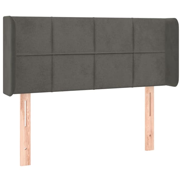 Sänggavel LED mörkgrå 83x16x78/88 cm sammet